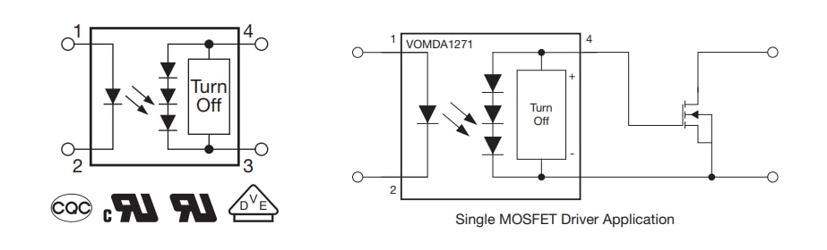 Applikations-Schaltungsdiagramm - Vishay Semiconductors VOMDA1271 MOSFET-Treiber für die Automobilindustrie